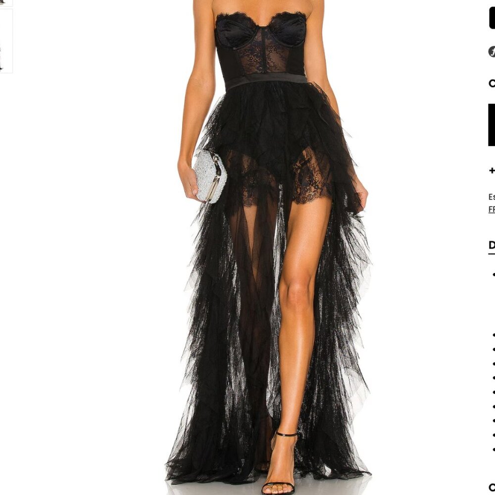 For Love and Lemons x REVOLVE Bustier Gown Black XS
